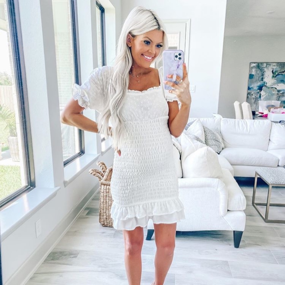 Vici White Eyelet Ruffle Dress